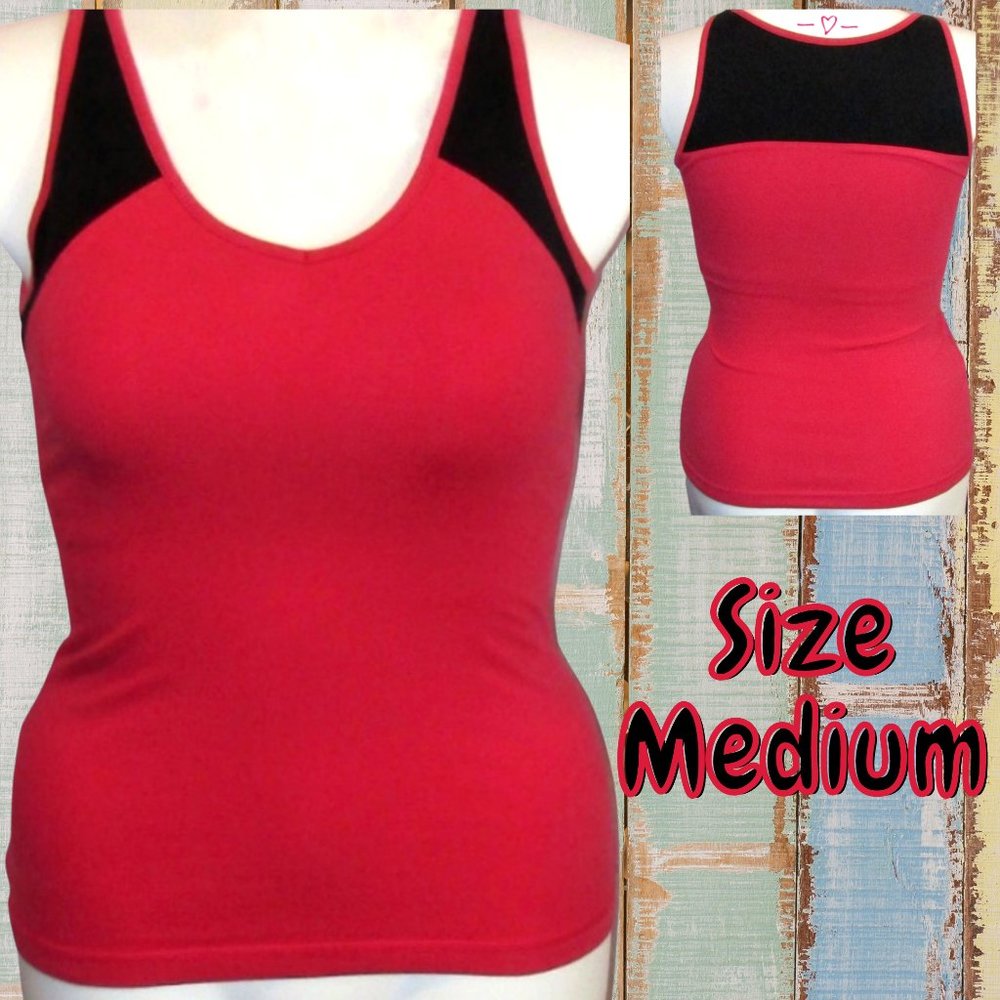 Women's Medium Pink and Black Activewear Med Shirt